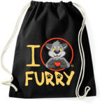 printfashion I Love Furry - Sportzsák, Tornazsák - Fekete (5139562)