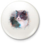 printfashion Fröcskölt macska - Kitűző, hűtőmágnes - Fehér (3073584)