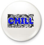 printfashion Kék CHILL - Kitűző, hűtőmágnes - Fehér (13894423)