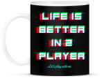 printfashion LIFE IS BETTER IN 2 PLAYER - Bögre - Fekete (10843005)