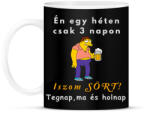 printfashion egyhéten három napon iszom sört - Bögre - Fekete (1703730)