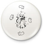 printfashion Cat ghosts - Kitűző, hűtőmágnes - Fehér (14680284)