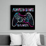 printfashion awesome gamer - Vászonkép - Fekete (13703665)