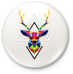 printfashion Geometrikus Szarvas - Kitűző, hűtőmágnes - Fehér (3090281)