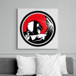 printfashion Hegesztős minta - fekete-fehér-vörös - Vászonkép - Fehér (6641069)