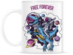 printfashion Free forever - Dínó és űrhajós - Bögre - Fehér (6930403)