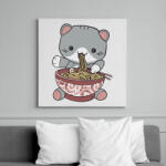 printfashion Cica tésztával - Vászonkép - Fehér (6634203)