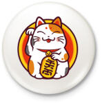 printfashion Lucky cat - Maneki neko - Kitűző, hűtőmágnes - Fehér (15793645)