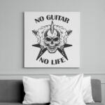 printfashion No guitar, No life - Gitáros koponya - Vászonkép - Fehér (6640992)