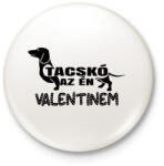 printfashion Valentin tacskóm - Kitűző, hűtőmágnes - Fehér (6082017)