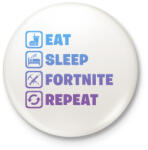 printfashion Eat-Sleep-Fortnite-Repeat - Kitűző, hűtőmágnes - Fehér (3077621)