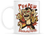 printfashion Pew pew majom bananafakas - Bögre - Fehér (11120078)