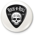 printfashion Rock 'n' Roll - Live fast, Play hard - Kitűző, hűtőmágnes - Fehér (6378145)