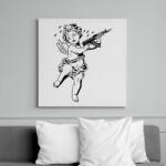 printfashion Cupido with AK-47 - Vászonkép - Fehér (6632180)