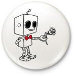 printfashion Szerelmes robot - férfi - Kitűző, hűtőmágnes - Fehér (15585879)
