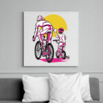printfashion Apa és fia biciklin - Vászonkép - Fehér (9179339)