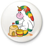 printfashion Homokozó unikornis - Kitűző, hűtőmágnes - Fehér (13279155)