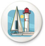 printfashion Vitorlás hajó - Kitűző, hűtőmágnes - Fehér (5085761)