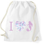 printfashion I love mermaid - Sportzsák, Tornazsák - Fehér (13848263)