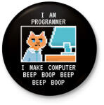 printfashion I am programmer (white) - Kitűző, hűtőmágnes - Fekete (7244477)