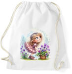 printfashion Kislány tavaszi ibolyával - Sportzsák, Tornazsák - Fehér (15810626)