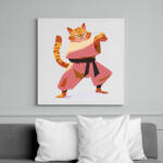 printfashion Karatés macska - Vászonkép - Fehér (14484419)