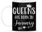 printfashion QUEENS are born in January - Bögre - Fekete (5498592)