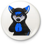 printfashion Fekete, kék vicces husky vagy farkas - Kitűző, hűtőmágnes - Fehér (12043198)