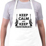 printfashion Keep calm and keep distance - Kötény - Fehér (4901853)