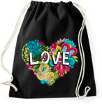 printfashion Szív virágokkal - Sportzsák, Tornazsák - Fekete (6060511)