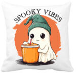 printfashion Spooky Vibes Cuki Halloween Szellem - Párnahuzat, Díszpárnahuzat - Fehér (16777830)
