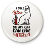 printfashion I sell wine - Borász - Kitűző, hűtőmágnes - Fehér (7303429)