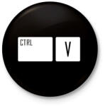 printfashion Ctrl + V - Kitűző, hűtőmágnes - Fekete (3099869)