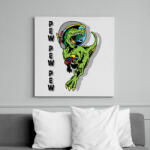 printfashion Pew pew pew - dinoszaurusz - Vászonkép - Fehér (6931697)