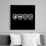printfashion Eat, Sleep, Roll, Repeat - Vászonkép - Fekete (6654025)
