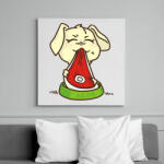 printfashion Kutya eszik - Vászonkép - Fehér (10295307)