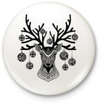 printfashion Geometrikus karácsonyi rénszarvas - Kitűző, hűtőmágnes - Fehér (5663648)