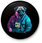 printfashion Pug Life - Mopsz - Kitűző, hűtőmágnes - Fekete (11786643)