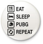 printfashion Eat Sleep PUBG Repeat - Fekete - Kitűző, hűtőmágnes - Fehér (3080452)