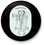 printfashion Congratulations! - Vonalas diplomás minta - Kitűző, hűtőmágnes - Fekete (6343933)