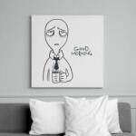 printfashion Good morning - Jó reggelt kávézás - Vászonkép - Fehér (12050031)