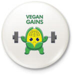 printfashion Vegan Gains - Kitűző, hűtőmágnes - Fehér (6599458)
