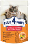CLUB 4 PAWS Hairball Control - Csirke szószban - szaftos eledel felnőtt macskáknak 80g