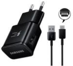 Samsung gyári hálózati fekete gyorstöltő 2A, 15W + USB - Type-C adatkábel, 1m