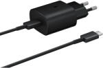 Samsung gyári hálózati fekete gyorstöltő 3A Type - C bemenettel, 25W + Type-C - Type-C adatkábel, 1m