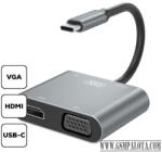 XO 4in1 Type-C to HDMI/VGA/USB3.0/adatkábel, Ezüst (XOP-HUB001-TYPEC-SV)