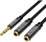 Vention 3.5mm jack/M -> 2*3.5mm jack/F, (szövet, stereo splitter, fekete), 0, 3m, kábel (BBMBY) - onlinepatron
