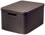 Keter STYLE L méretű rattan kosár fedéllel, sötétbarna 205861 (03619-210) (205861)