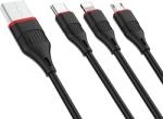 BOROFONE 3 az 1 ben töltőkábel (USB Type-C, MicroUSB, Lightning csatlakozó) (BX17) (BX17 fekete)