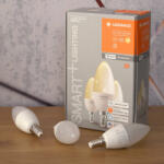 OSRAM Smart+ WIFI E14 LED gyertya 4, 9W 470lm 2700K meleg fehér 3db/cs - 40W izzó helyett (4058075485891)